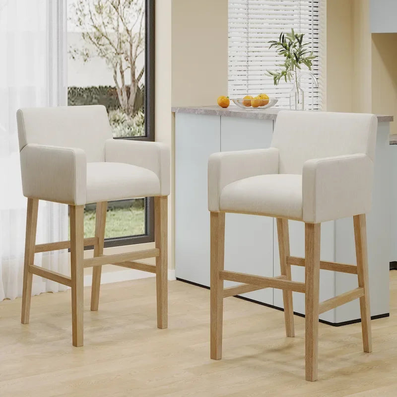 Tabourets de bar de 30,5 pouces en tissu et hévéa (lot de 2)