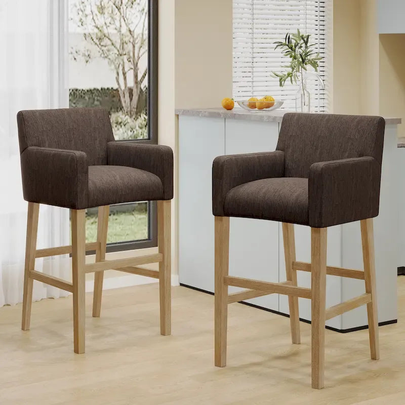 Tabourets de bar de 30,5 pouces en tissu et hévéa (lot de 2)