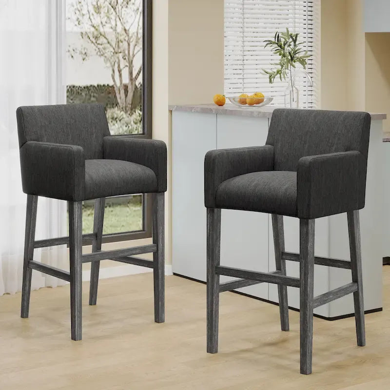 Tabourets de bar de 30,5 pouces en tissu et hévéa (lot de 2)