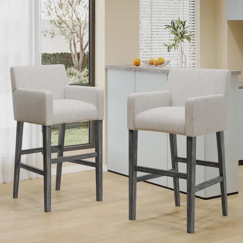 Tabourets de bar de 30,5 pouces en tissu et hévéa (lot de 2)