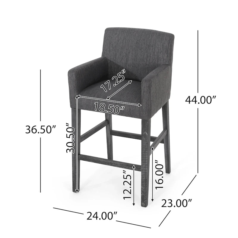 Tabourets de bar de 30,5 pouces en tissu et hévéa (lot de 2)