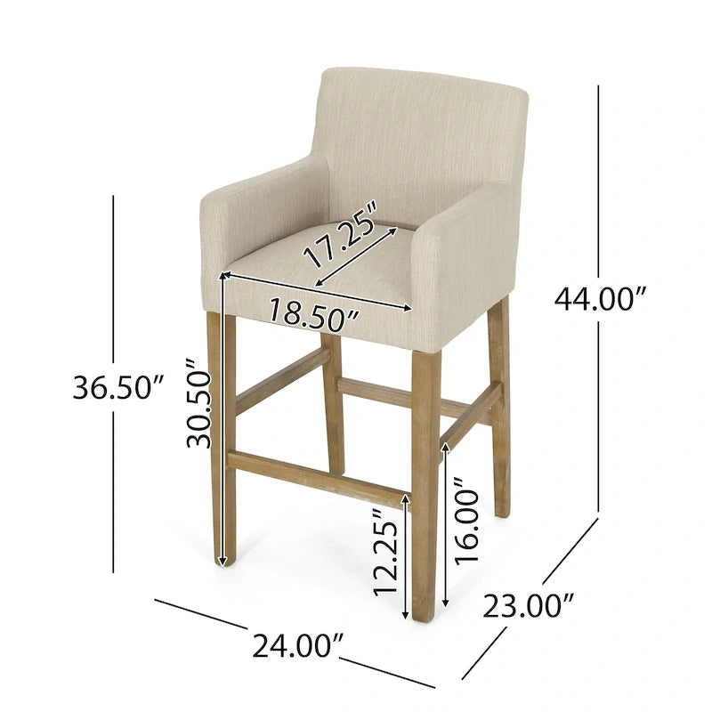 Tabourets de bar de 30,5 pouces en tissu et hévéa (lot de 2)