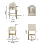 Tabourets de bar de 30,5 pouces en tissu et hévéa (lot de 2)
