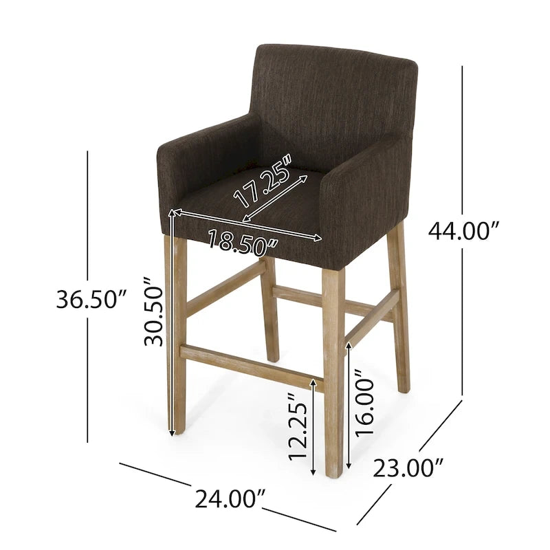 Tabourets de bar de 30,5 pouces en tissu et hévéa (lot de 2)
