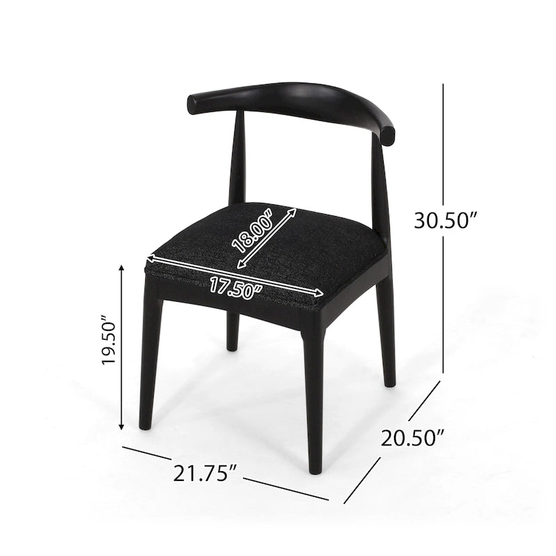 Chaises de salle à manger en tissu et en bois d'hévéa (lot de 2)