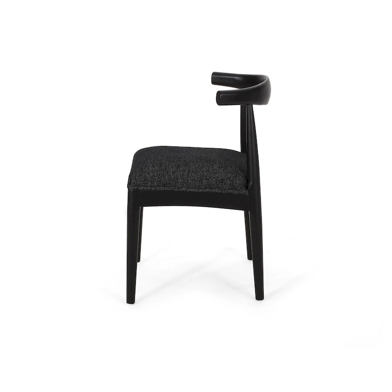 Chaises de salle à manger en tissu et en bois d'hévéa (lot de 2)