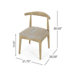 Chaises de salle à manger en tissu et en bois d'hévéa (lot de 2)