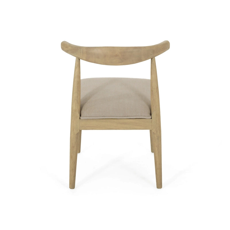 Chaises de salle à manger en tissu et en bois d'hévéa (lot de 2)