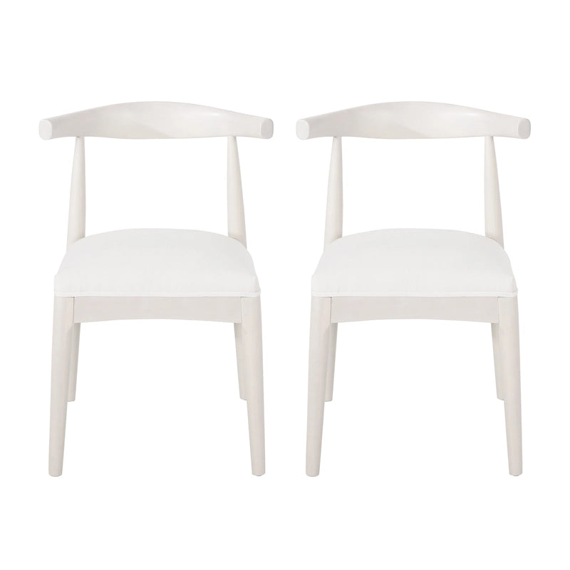 Chaises de salle à manger en tissu et en bois d'hévéa (lot de 2)
