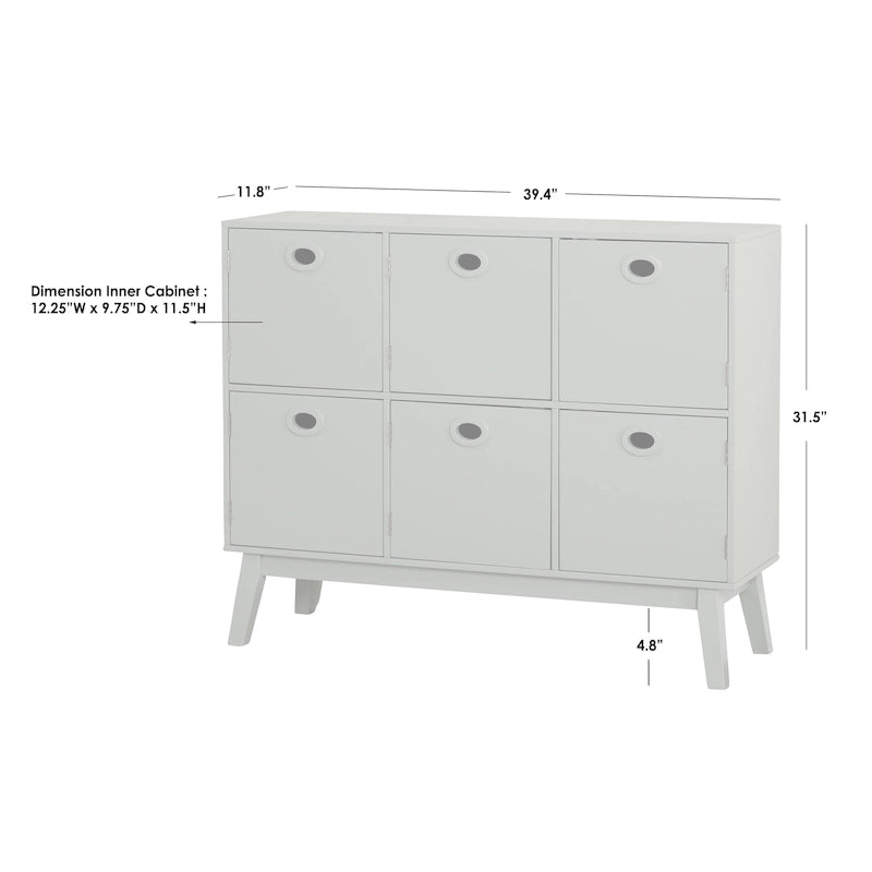 Meuble de rangement Mid-Century Modern à 6 portes