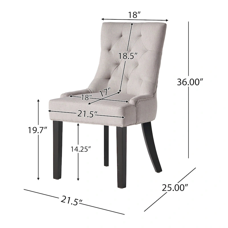 Chaises de salle à manger contemporaines capitonnées (Lot de 2) - 21.50 L x 25.00 l x 36.00 H