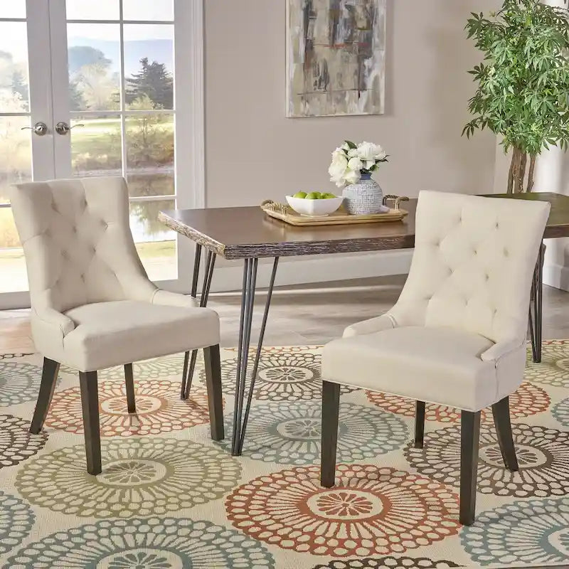 Chaises de salle à manger contemporaines capitonnées (Lot de 2) - 21.50 L x 25.00 l x 36.00 H