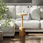 Table d'appoint sur pied en bois, Table à boire moderne avec base, Table Martini ronde pour petit salon, chambre à coucher