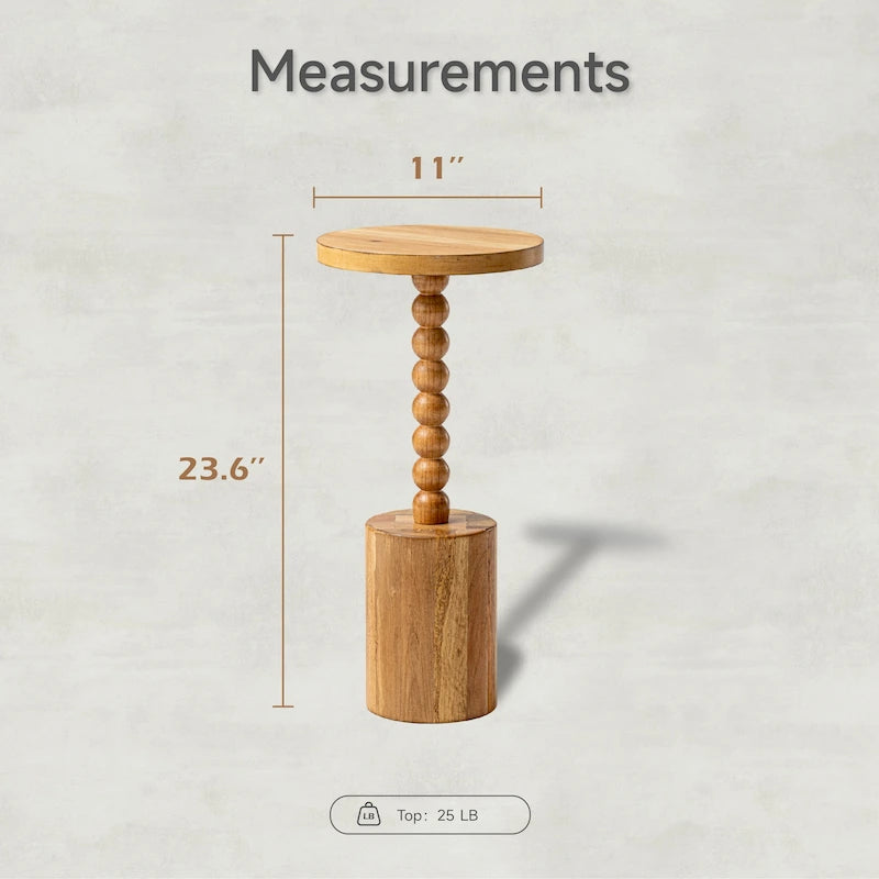 Table d'appoint sur pied en bois, Table à boire moderne avec base, Table Martini ronde pour petit salon, chambre à coucher