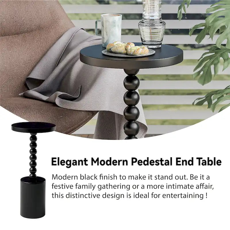 Table d'appoint sur pied en bois, Table à boire moderne avec base, Table Martini ronde pour petit salon, chambre à coucher