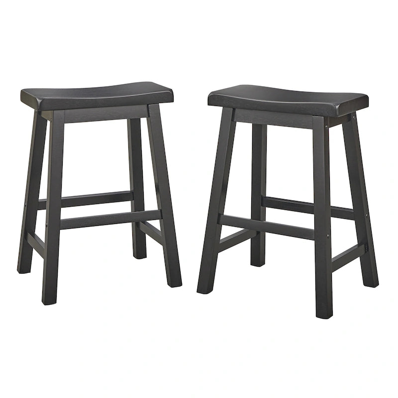 Simple Living Jalen Solid Wood 24-inch Saddle Stool (Set of 2)