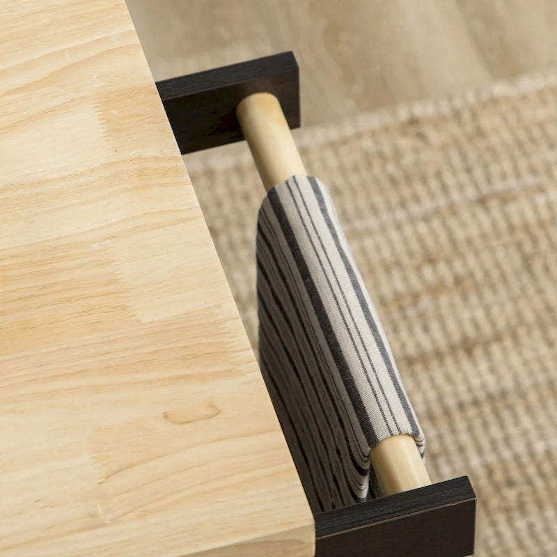 Îlot de cuisine sur roulettes, chariot roulant avec plateau en bois d'hévéa, porte-épices, porte-serviettes et tiroirs pour salle à manger, chêne brun