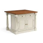 Ensemble îlot de cuisine 3 pièces en bois écru avec plateau rabattable – 122 x 63,5 x 91,5 cm