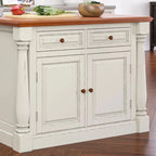 Ensemble îlot de cuisine 3 pièces en bois écru avec plateau rabattable – 122 x 63,5 x 91,5 cm