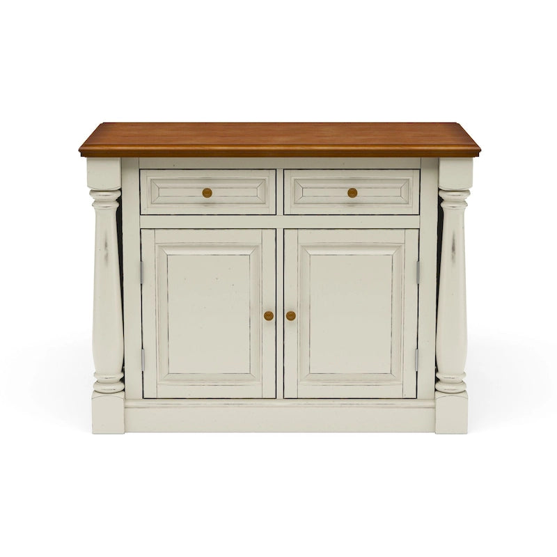 Ensemble îlot de cuisine 3 pièces en bois écru avec plateau rabattable – 122 x 63,5 x 91,5 cm