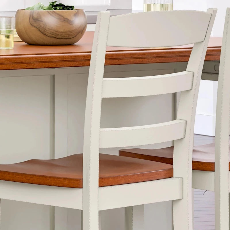 Ensemble îlot de cuisine 3 pièces en bois écru avec plateau rabattable – 122 x 63,5 x 91,5 cm