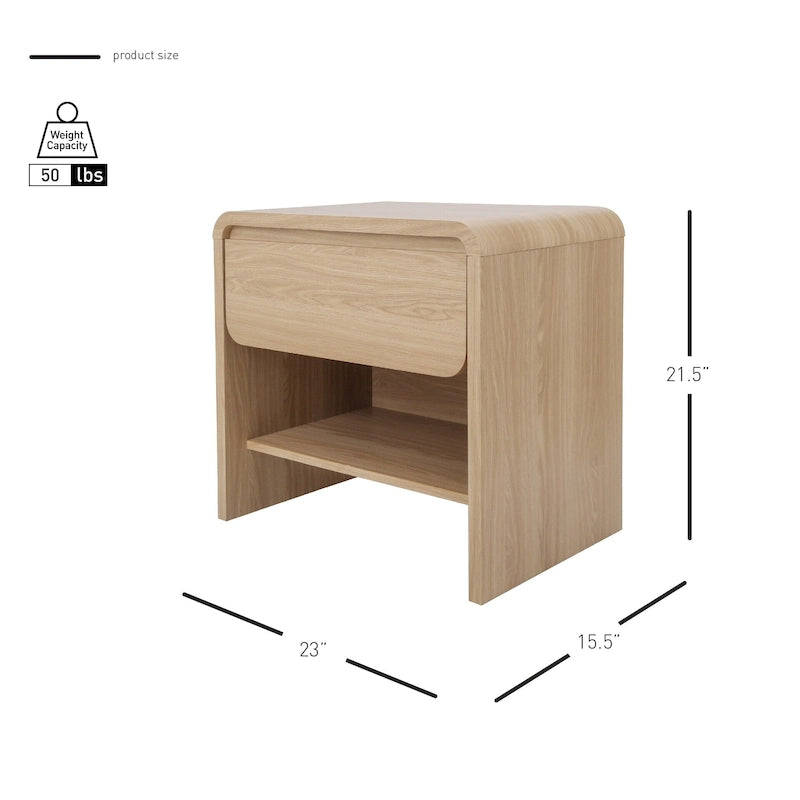 Table d'appoint/de chevet moderne minimaliste avec 1 tiroir - Chêne européen