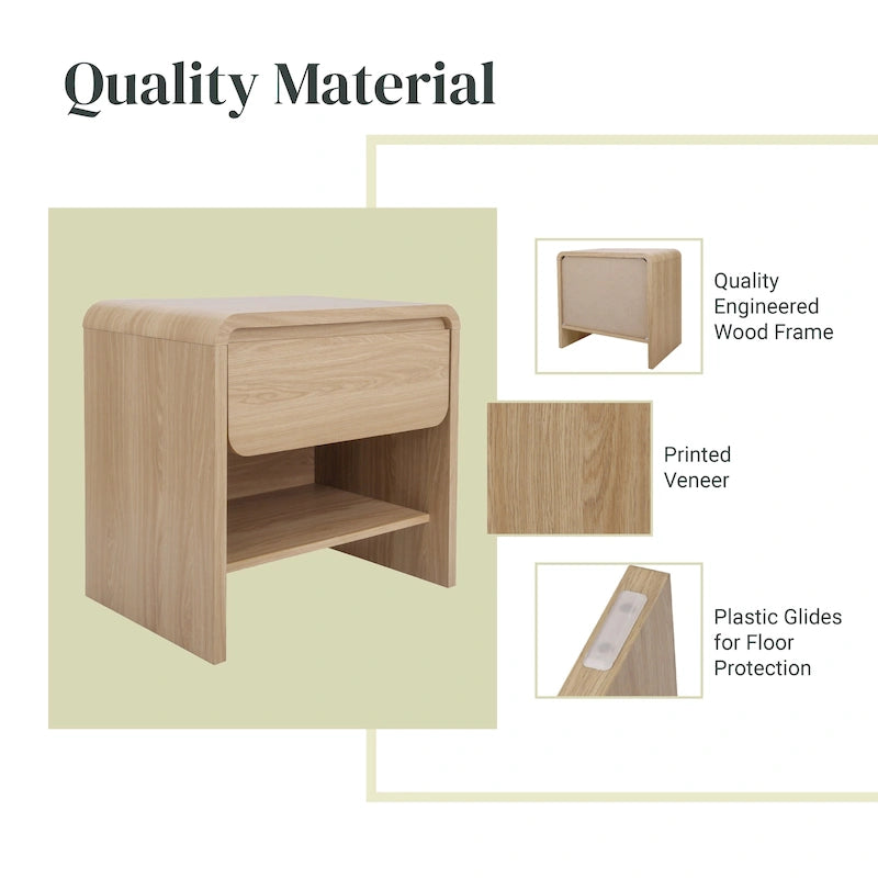 Table d'appoint/de chevet moderne minimaliste avec 1 tiroir - Chêne européen