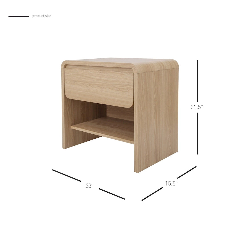 Table d'appoint/de chevet moderne minimaliste avec 1 tiroir - Chêne européen