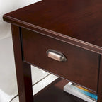 Table d'appoint en bois massif de 20 po avec étagère et tiroir verrouillable dissimulé
