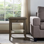 Table d'appoint en bois massif de 20 po avec étagère et tiroir verrouillable dissimulé