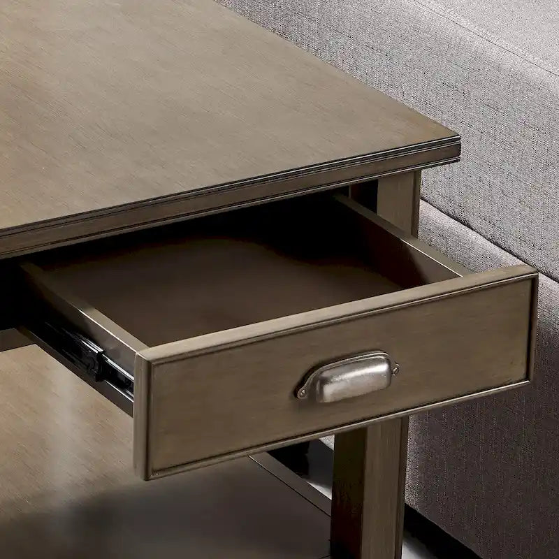 Table d'appoint en bois massif de 20 po avec étagère et tiroir verrouillable dissimulé