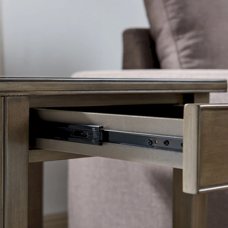 Table d'appoint en bois massif de 20 po avec étagère et tiroir verrouillable dissimulé