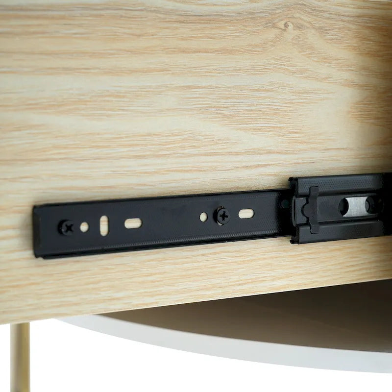 Table basse ronde moderne avec 2 grands tiroirs de rangement