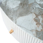 Table basse ronde moderne avec 2 grands tiroirs de rangement