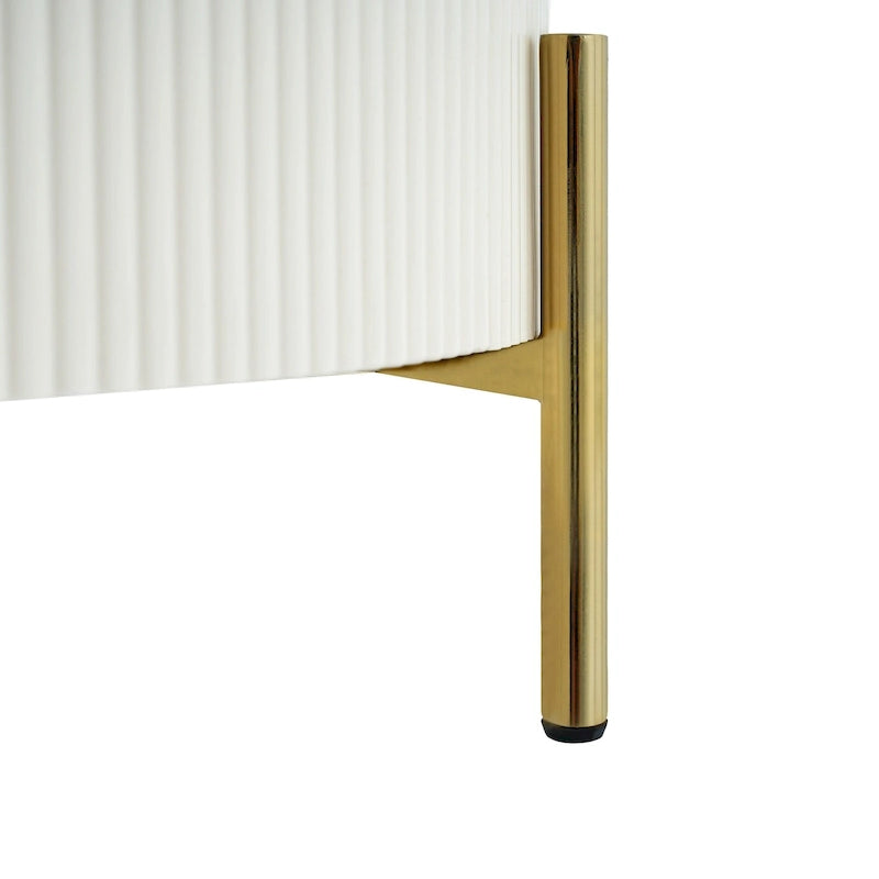 Table basse ronde moderne avec 2 grands tiroirs de rangement