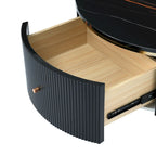 Table basse ronde moderne avec 2 grands tiroirs de rangement