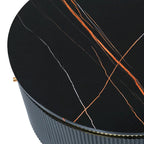 Table basse ronde moderne avec 2 grands tiroirs de rangement