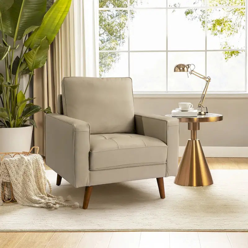 Fauteuil en cuir véritable du milieu du siècle