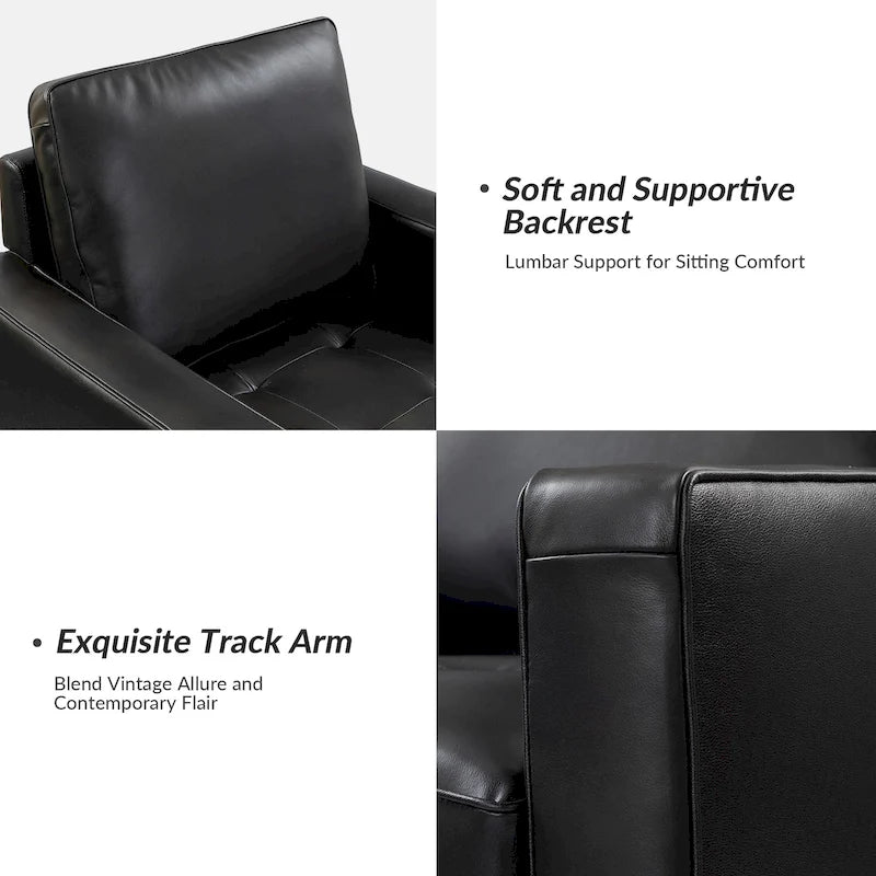 Fauteuil en cuir véritable du milieu du siècle