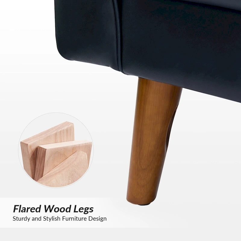 Fauteuil en cuir véritable du milieu du siècle
