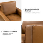 Fauteuil en cuir véritable du milieu du siècle