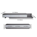 Meuble TV moderne extensible 118 avec 3 tiroirs spacieux, console multimédia à longueur réglable pour salon