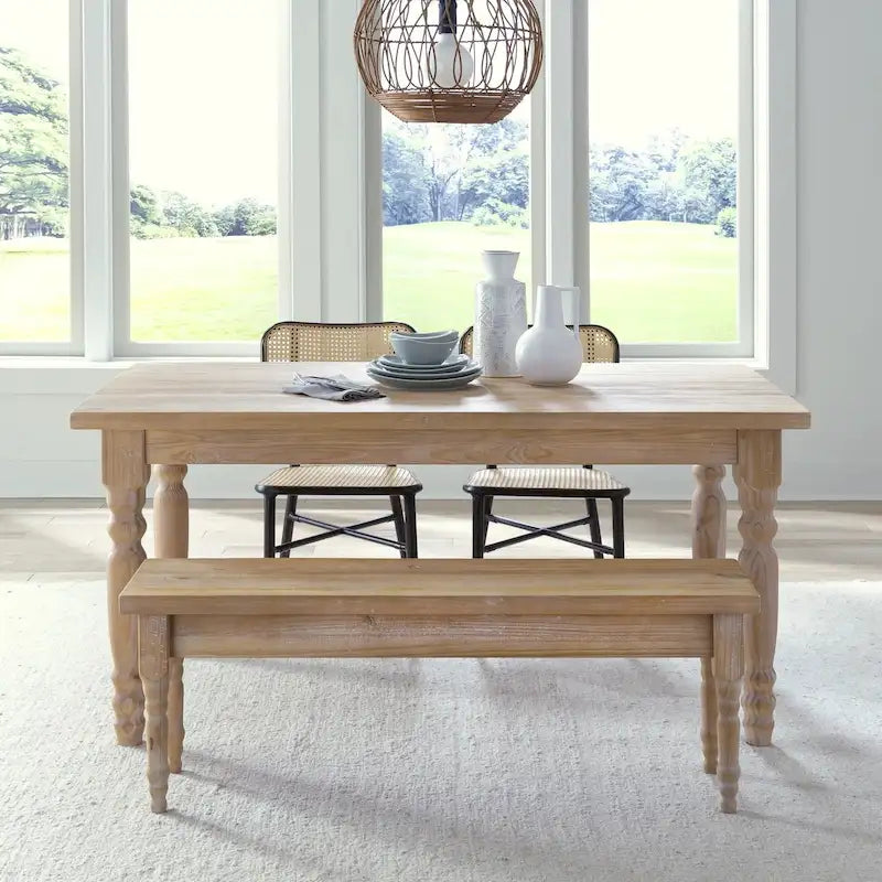 Table à manger en bois massif de 160 cm, 6 places