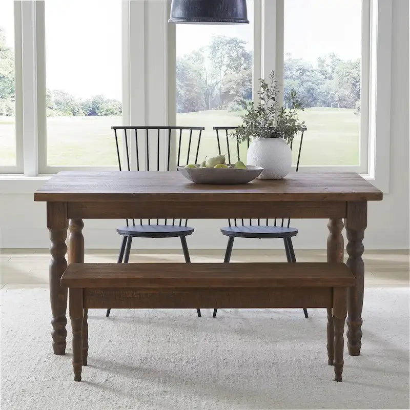 Table à manger en bois massif de 160 cm, 6 places