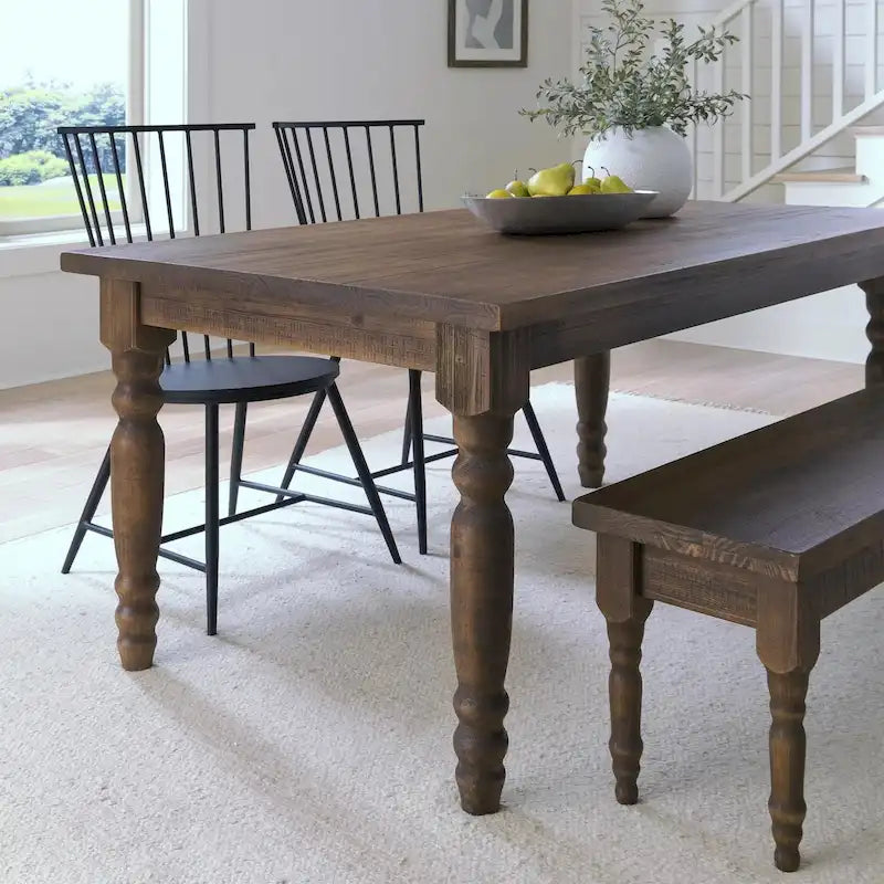 Table à manger en bois massif de 160 cm, 6 places