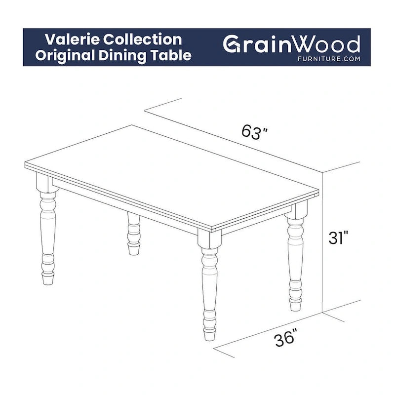 Table à manger en bois massif de 160 cm, 6 places