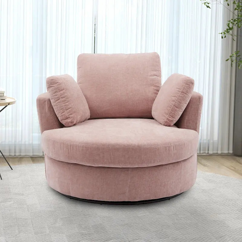 Fauteuil club pivotant rembourré avec base en métal
