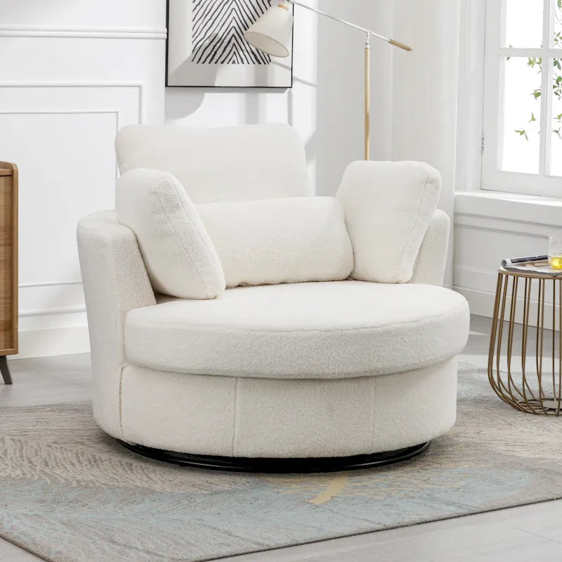 Fauteuil club pivotant rembourré avec base en métal