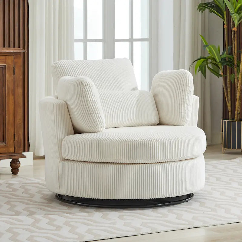 Fauteuil club pivotant rembourré avec base en métal