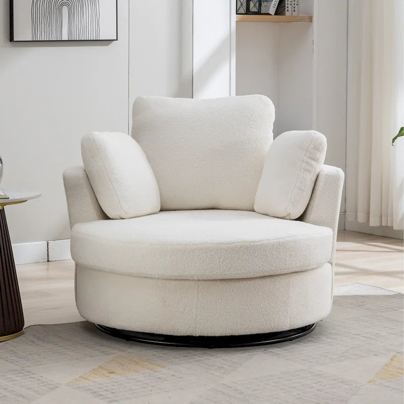 Fauteuil club pivotant rembourré avec base en métal